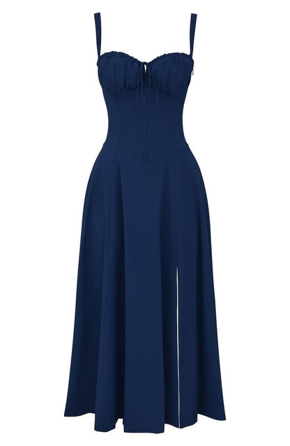 Vestido Midí con Detalle de Corsé y Falda Fluida | Ideal para Primavera y Verano