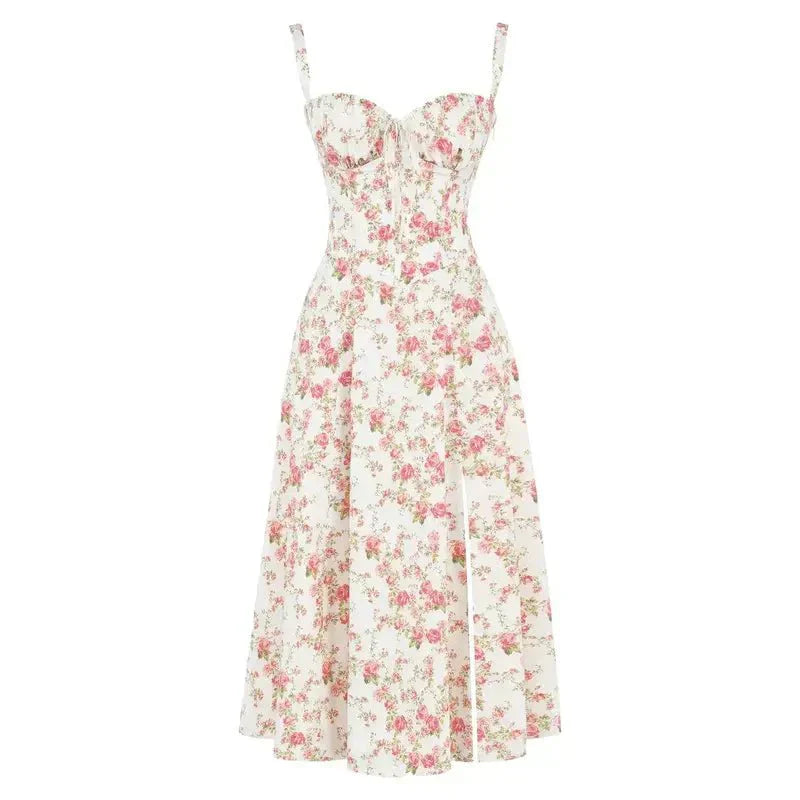 Vestido Midí con Detalle de Corsé y Falda Fluida | Ideal para Primavera y Verano