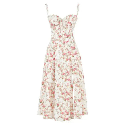 Vestido Midí con Detalle de Corsé y Falda Fluida | Ideal para Primavera y Verano