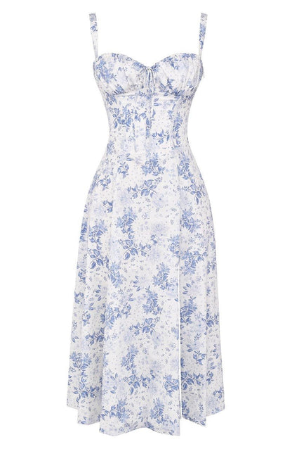 Vestido Midí con Detalle de Corsé y Falda Fluida | Ideal para Primavera y Verano