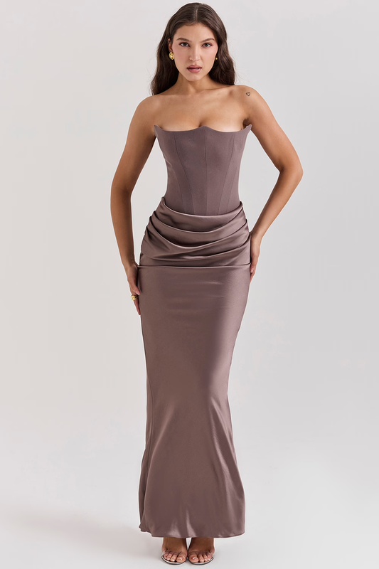 Vestido Largo Corsé con Diseño que Define la Cintura | Ideal para Primavera y Otoño
