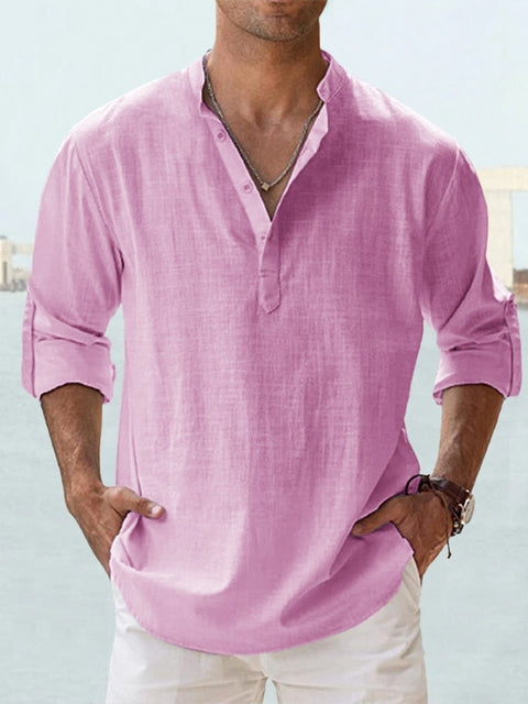 Camisa de Lino Ligera para Hombre con Mangas Largas I Ideal para el Verano