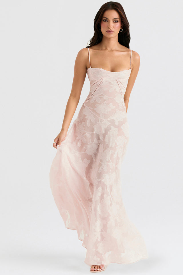 Vestido Largo de Encaje con Tela Brillante | Ideal para Primavera y Verano