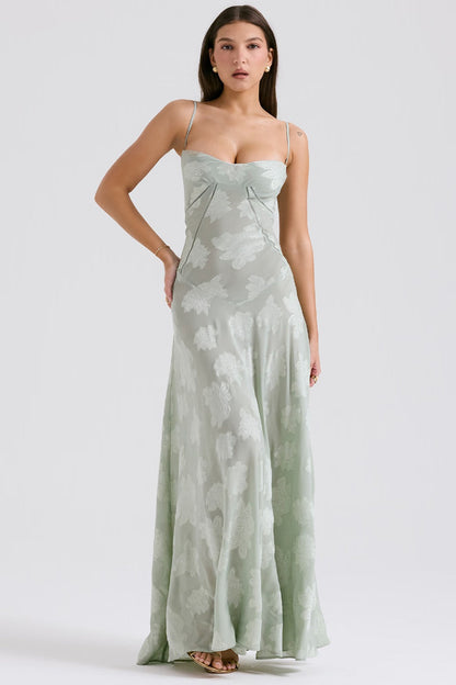 Vestido Largo de Encaje con Tela Brillante | Ideal para Primavera y Verano
