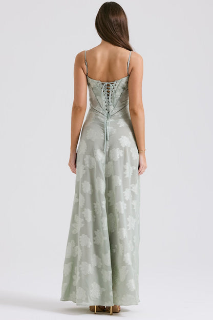 Vestido Largo de Encaje con Tela Brillante | Ideal para Primavera y Verano