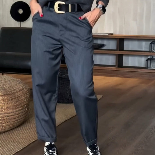 Pantalón de Traje a Rayas de Talle Alto I Ideal para Primavera y Otoño