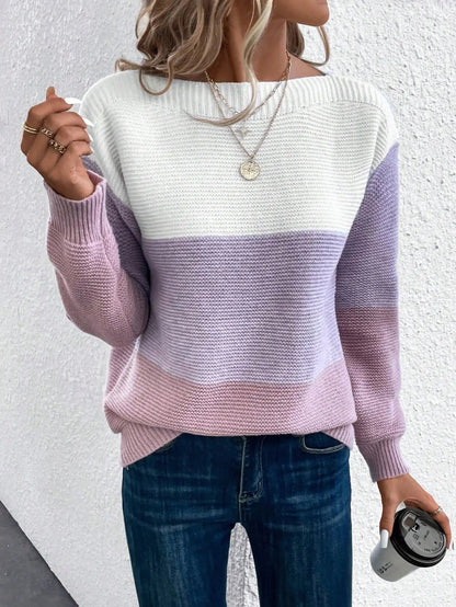 Suéter de punto patchwork de tres tonos I Ideal para otoño e invierno