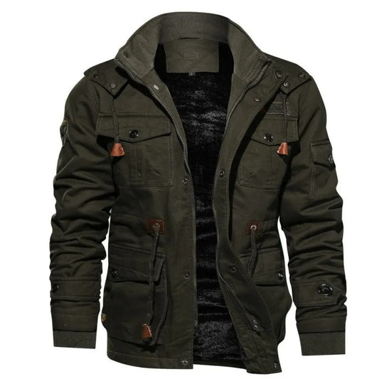 Chaqueta táctica de invierno con capucha y forro de felpa para hombre I Ideal para el invierno
