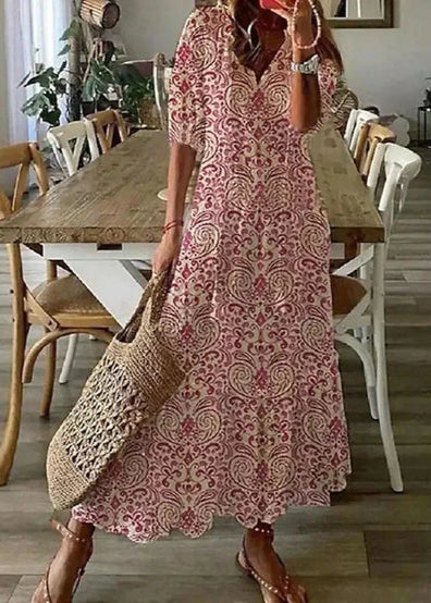 Vestido Largo con Estampado Floral y Cintura Ajustable | Ideal para el Verano