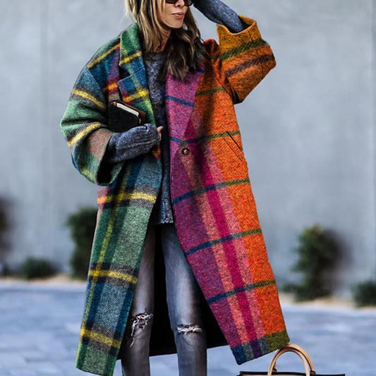 Abrigo de lana para mujer con cuello muesca y cierre de botones | Ideal para otoño e invierno