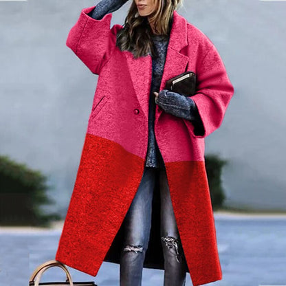 Abrigo de lana para mujer con cuello muesca y cierre de botones | Ideal para otoño e invierno