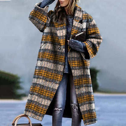 Abrigo de lana para mujer con cuello muesca y cierre de botones | Ideal para otoño e invierno