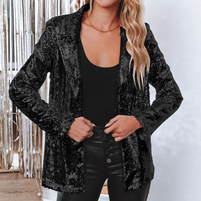 Blazer de Lentejuelas para Mujer con Ajuste Cómodo Ideal para Otoño e Invierno